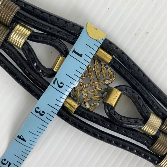 1970s Sultanija Florence Italy Black Leather Belt main image 4